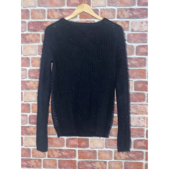 Marc By Marc Jacobs Black Nylon Angora Knit Sweater with Silver Metallic Argyle - Picture 6 of 11